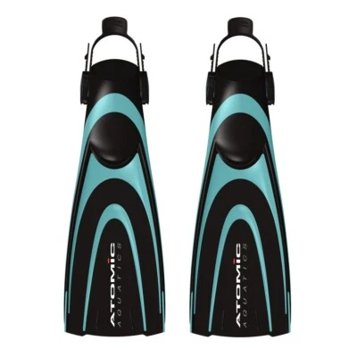 Atomic Aquatics Blade Fins SMALL Glacier Blue Adj. Open Heel Scuba Snorkel Swim
