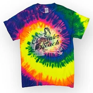 Small ClearwaterBeach Florida TieDye T-Shirt Mermaid Rainbow Cotton FreeShip - Picture 1 of 4