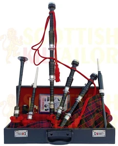 Scottish Highland Bagpipe For Sale Silver mount Clan MacDonald Tartan Bagpipes - Picture 1 of 23
