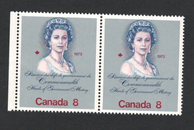 CANADA 1973 VERY FINE MNH PAIR STAMP Scott# 620 "Royal Visit Queen Elizabeth II" - Image 1 of 2