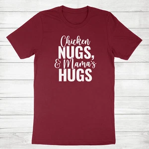 Chicken Nugs and Mama Hugs Camisa pepitas amantes de la comida Camiseta Divertida - Imagen 1 de 21