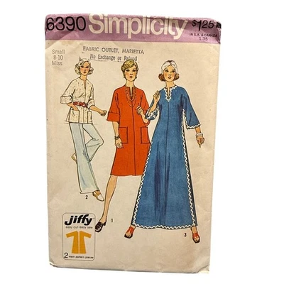 VTG Simplicity 6390 Misses Jiffy 70's Dress & Top Sewing Pattern Size 8 10 Uncut - Image 1 of 4