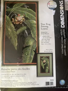 Dimensions Counted Cross Stitch Kit Tree Frog Among Leaves NEW - Picture 1 of 2