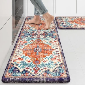 Anti Fatigue Kitchen Mat, Boho Vintage Kitchen Rugs Sets of 2, Cushioned Non-... - Picture 1 of 9