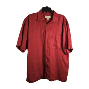 Paradise Coves Herren Large 100 % Leinen rot Camp Knopfleiste Kurzarm gebraucht, in einwandfreiem Zustand - Bild 1 von 5