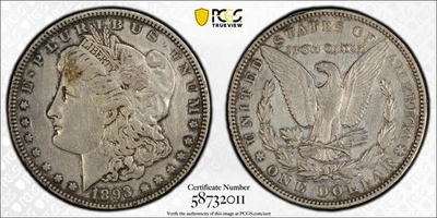 1893 Morgan Silver Dollar PCGS XF EF Key Date Philadelphia Low Mintage Certified - Image 1 of 4