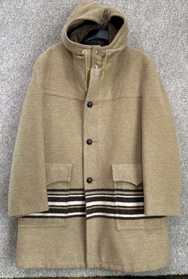 Vtg Woolrich Coat Jacket Mens Sz 44 Wool Blanket Hooded Fleece Lined Western USA - Image 1 of 4