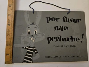 Vintage 1950s Hotel Jaraguá São Paulo Por Favor Não Perturbe Do Not Disturb Sign - Picture 1 of 2