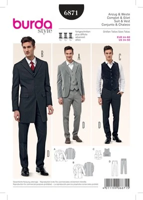 Burda Style Men's and Boys' Top/Vest Sewing Pattern B6871 - Image 1 of 2