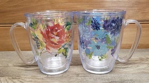 Juego de 2 tazas Tervis aisladas con diseño floral de fiesta de 12 oz usadas   - Imagen 1 de 13