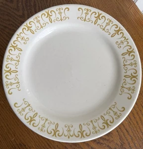 Homer Laughlin Piatto Ristorante Ware Oro Fiorito Set di 7 • Made In USA - Foto 1 di 3