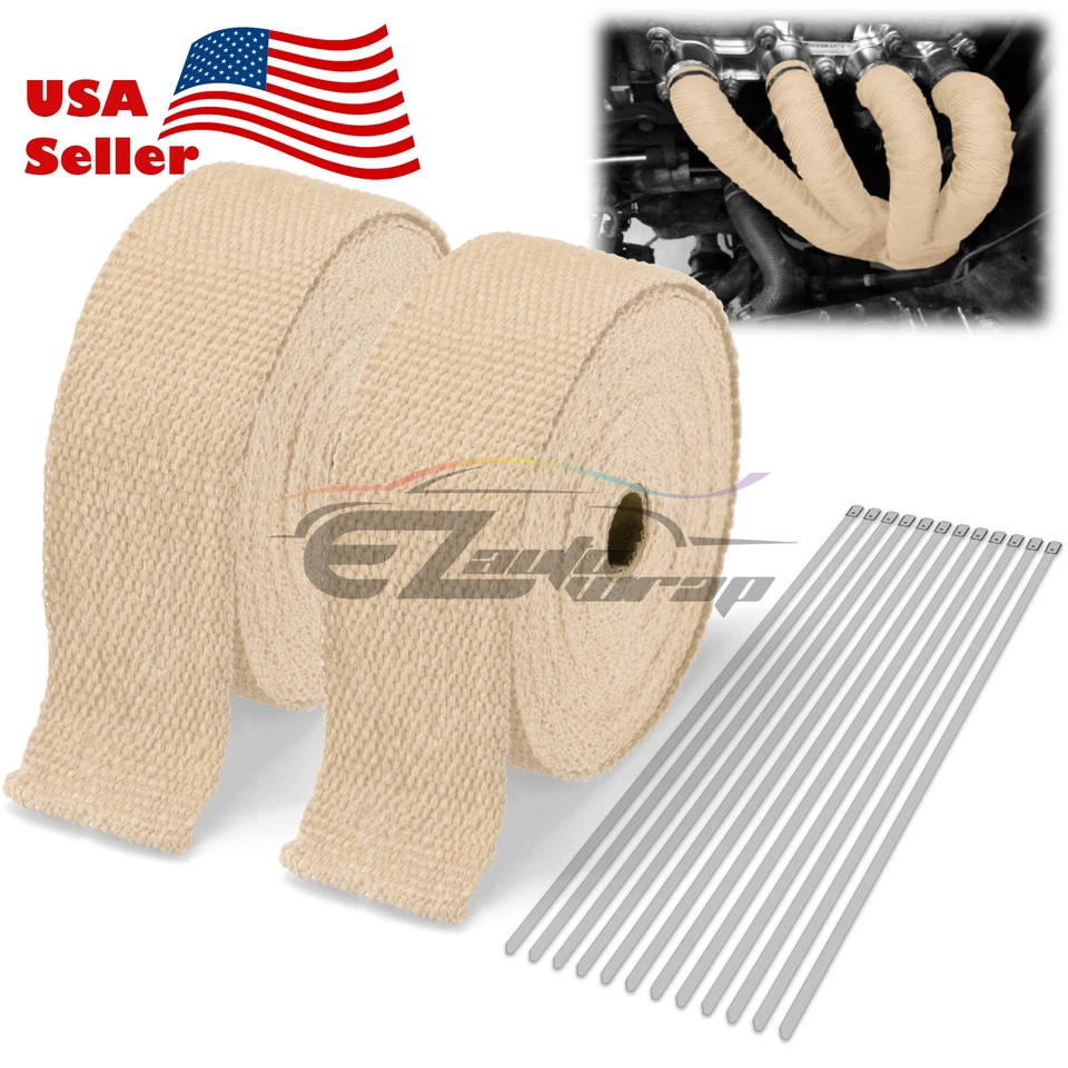 Cinta térmica de aislamiento de cabezal colector envolvente térmica de escape beige 2 rollos x 2" 50 pies Foto 1 de 4