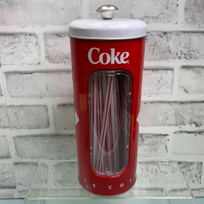 Coca-Cola Collectible Straw Holder Tin 2014 Tin Box Company - Image 1 of 4