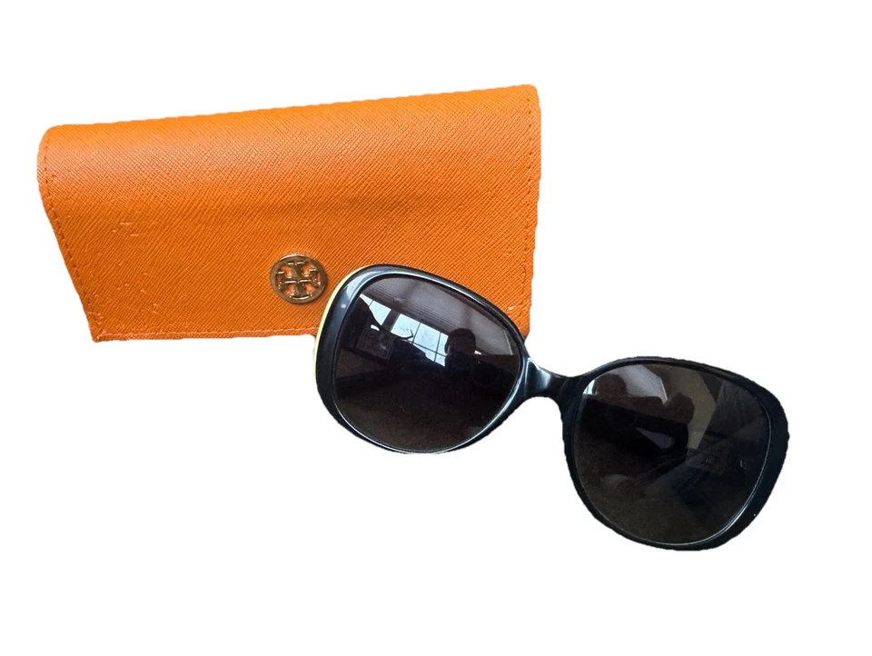 Gafas de sol polarizadas de gran tamaño Tory Burch TY7036 negras/amarillas/verdes + estuche Foto 1 de 4