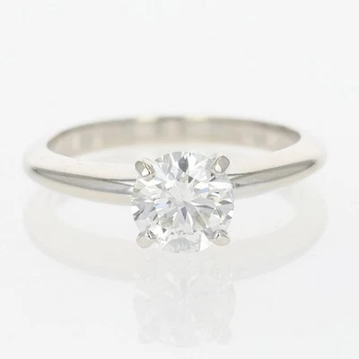 Помолвочное кольцо из белого золота 14 карат с одним бриллиантом круглой огранки GIA 1,03 карата размер 6 - Изображение 1 из 4