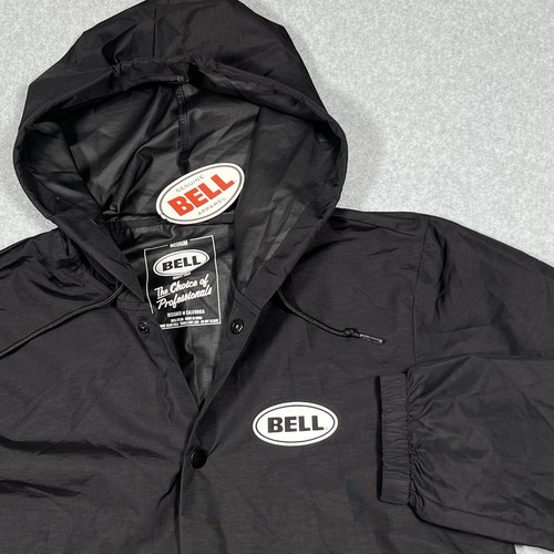 COACH Bell Casco Moto Allenatori Giacca Uomo Media Bottone Completo Impermeabile Nero