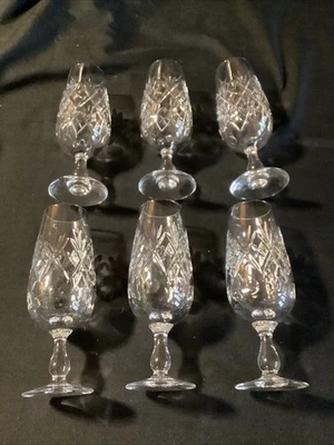 Royal Doulton Georgian Pattern Champagne Flute Glasses Set Of 6 Signed Vintage - Image 1 of 4