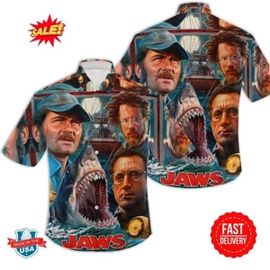 Jaws of Liberty Sky Blue Hawaiian Shirt - Picture 1 of 2