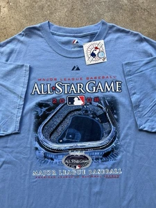 Camiseta MLB All Star Game 2008 Yankee Stadium NY azul bebé talla 2XL majestuosa nueva con etiquetas - Imagen 1 de 7