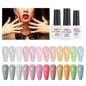 Reflective Gel Nail Polish Soak off Reflective Glitter Gel Polish Holographic Di - Picture 1 of 9