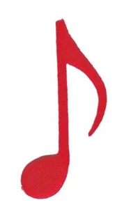 ao11★Achtel Note Rot Musik Aufnäher zum aufbügeln Bügelbild Patch Neu 3,5 x 6 cm - Bild 1 von 1