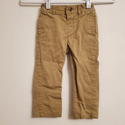 Pantalones largos con cintura ajustable caqui talla 2T para niños Foto 1 de 4