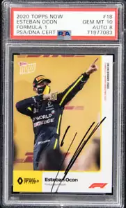 Esteban Ocon Signed 2020 Topps Now Formula 1 #18 (PSA 10) - Autograph Graded PSA - Picture 1 of 2