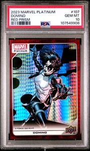 2023 UPPER DECK MARVEL PLATINUM 107 DOMINO RED PRISM PSA 10 007/199 - Picture 1 of 2