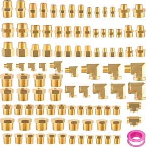 98PCS Brass Pipe Fittings Assortment Kit NPT Adapter,Reducer Bushing, Hex Nipple - Picture 1 of 12