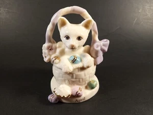 Calendario Lenox Gatitos Divertidos ABRIL Gato Estatuilla Perpetua Pascua Cesta Huevos - Imagen 1 de 7