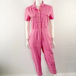 Outerknown Hot Pink Cotton Worker Jumpsuit Size XS Overalls Barbiecore Preppy - Picture 1 of 10