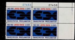 US Scott #1233, Plate Block #27453/27458 1963 Emancipation FVF MNH Upper Right - Picture 1 of 1