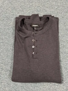 Express Mens Henley Sweater XL Gray Pullover Knit Long Sleeve Button SUPER SOFT - Picture 1 of 5