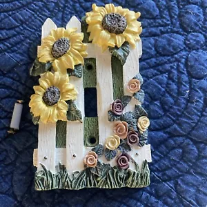 Resin White Fence & Sunflowers Single Light Switch Cover Pre-owned GUC - Picture 1 of 4