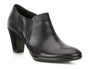 NIB - ECCO Shape 55 Plateau Black Ankle Booties Boots Leather Sz 42 /US 11 11.5 - Picture 1 of 8
