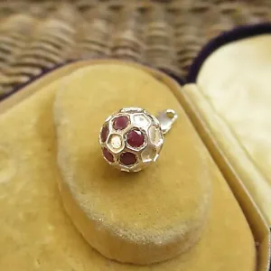 LOVELY MILANO SILVER FOOTBALL CHARM WITH RUBIES - Picture 1 of 3