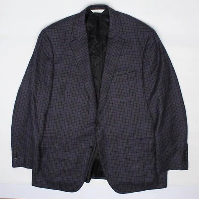 Samuelsohn Gable Sport Coat Mens 46R Gray Black Purple Check Plaid Wool Jacket  - Image 1 of 4