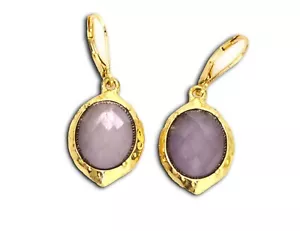 🥇Designer Style & Co Gold Tone Earrings Purple Drop - Picture 1 of 4