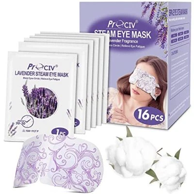 ProCIV 16 Packs Steam Eye Mask Warming Eye Mask Self Heating Eye Mask Sleep Mask