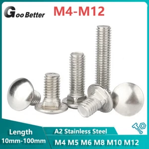 Carriage Bolts Cup Square Dome Screws A2 Stainless M4 M5 M6 M8 M10 M12 - Picture 1 of 11