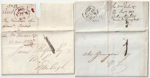 1827/37 2 SIR WILLIAM FORBES HUNTER & Co. BANKING LETTERS EDINBURGH H/S 1d POSTS - Picture 1 of 2