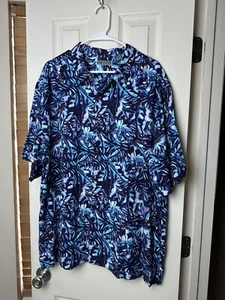 Cubavera Shirt Mens Medium Hawaiian Camp Button Up Tropical Allover Parrot Multi - Picture 1 of 6