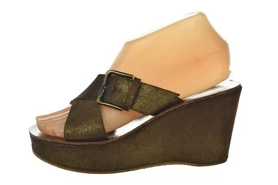 Sesto Meucci Womens Shoes Size 6 Gold Metallic Clogs Leather Wedge Heels Casual - Image 1 of 4
