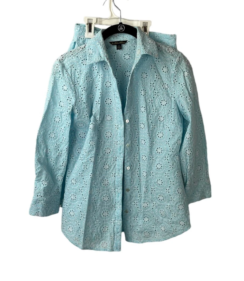 Brooks Brothers Skirt Suit Size 2 Blazer Size 0 Skirt Two Piece Set Eyelet Blue - Изображение 1 из 4