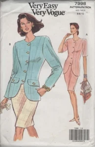 Uncut Sewing Pattern 7998 Ladies retro suit jacket slim skirt size 6-10 1991 - Picture 1 of 2