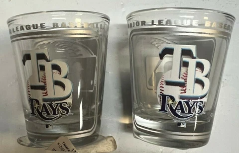 Tampa Bay Rays MLB Hi-Def Etched 2oz Shot Glass Set of 2 Cover