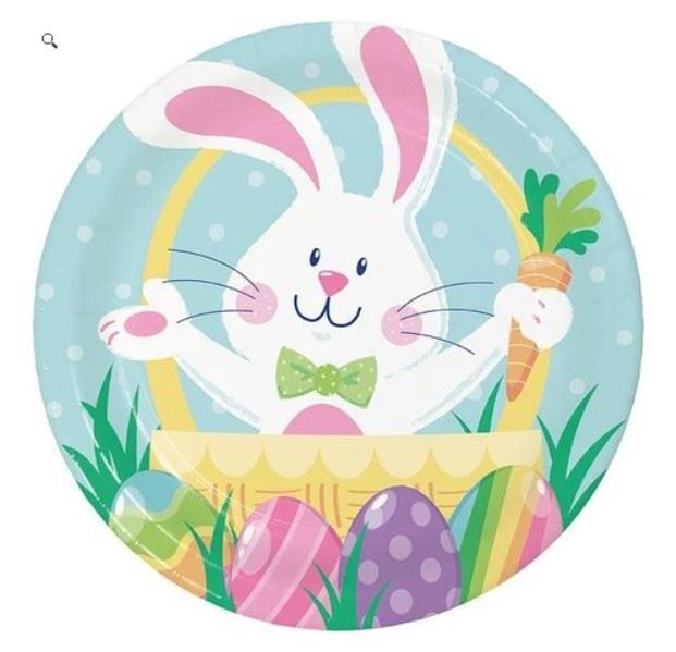Hoppy Easter Bunny Basket 8 Ct 9 inch Dinner Plates - Image 1 of 1