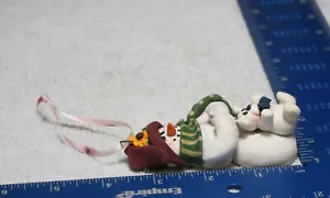 2 Pupazzo di neve addobbo albero di Natale in pasta argilla con orsacchiotto - Foto 1 di 5