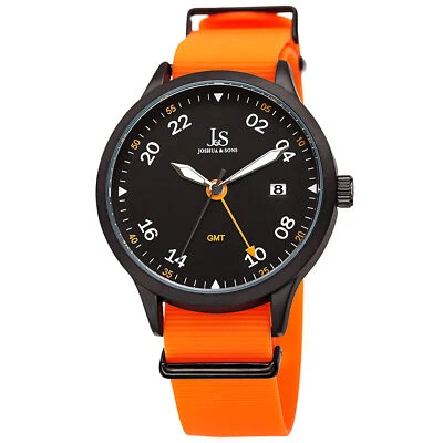 Nuevo Reloj Deportivo Hombre Joshua & Sons JX147BK Naranja Cuarzo Fecha Correa Silicona Foto 1 de 4