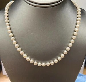 Fresh Water Pearl 6mm Strand Necklace 14K Yellow Gold Clasp 26" - Picture 1 of 7